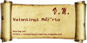 Valentinyi Márta névjegykártya